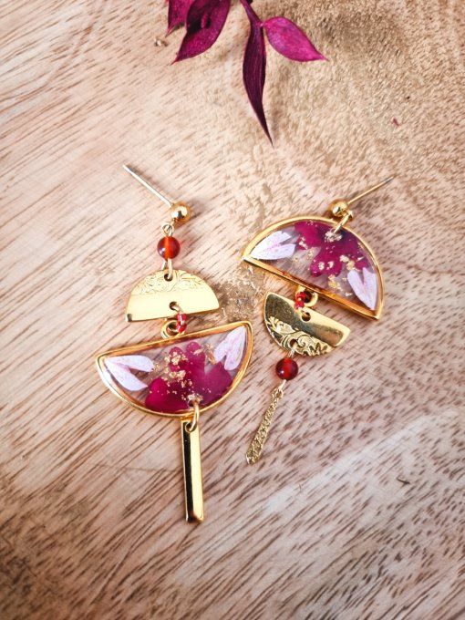 Boucles d'oreilles demi cercle Ayaka rouge