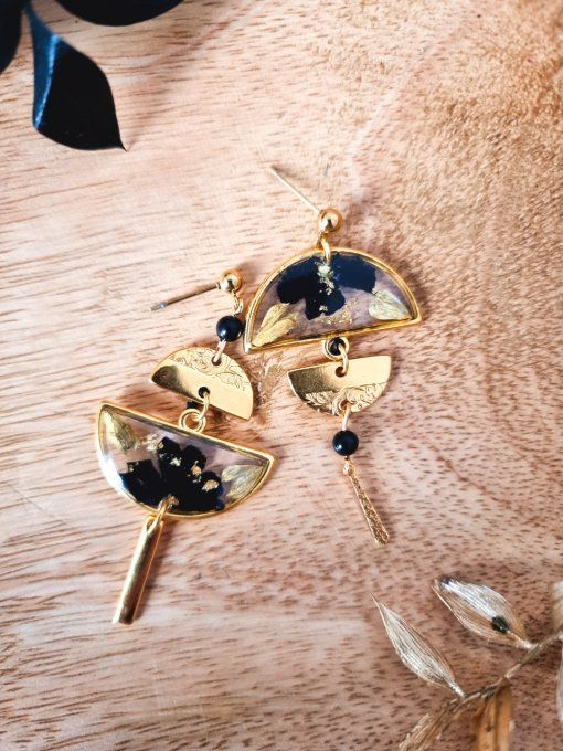 Boucles d'oreilles demi cercle Ayaka rouge - Copie