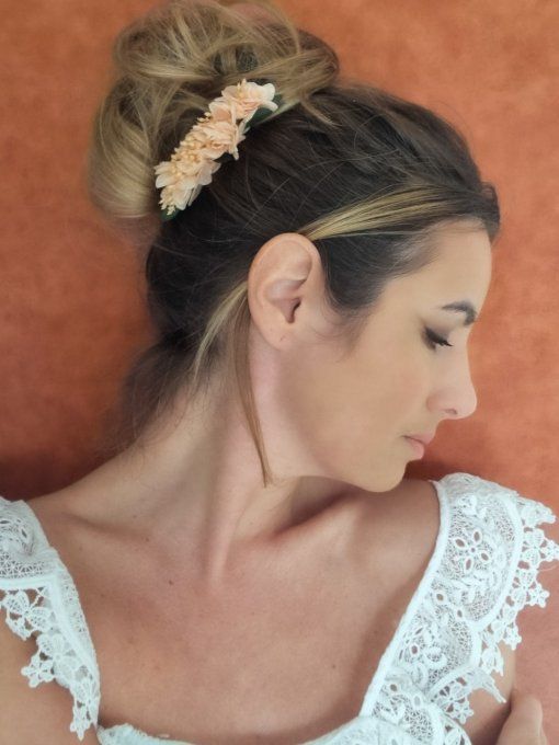 Peigne mariée fleurs pêche mariage cérémonie demoiselle d'honneur