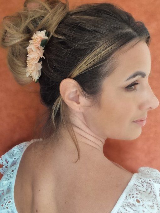 Peigne mariée fleurs pêche mariage cérémonie demoiselle d'honneur