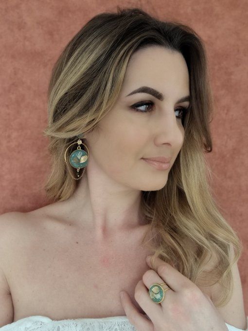 boucles d'oreilles fée de fleurs noires