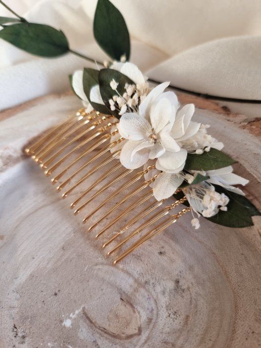 Peigne mariée fleurs blanches mariage cérémonie demoiselle d'honneur