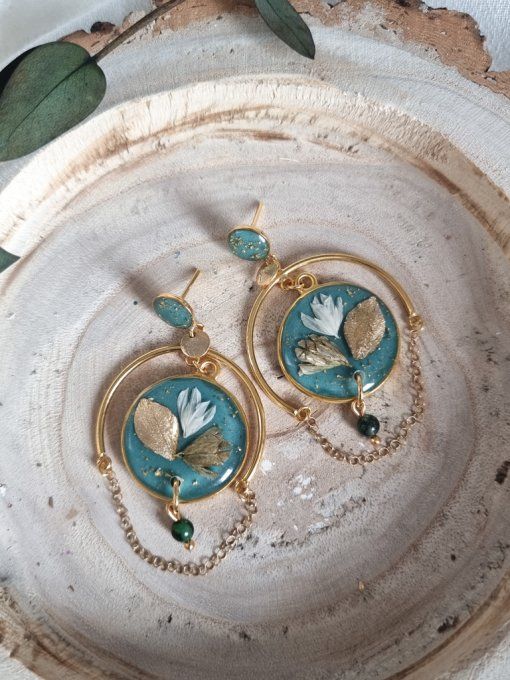 boucles d'oreilles fée de fleurs noires