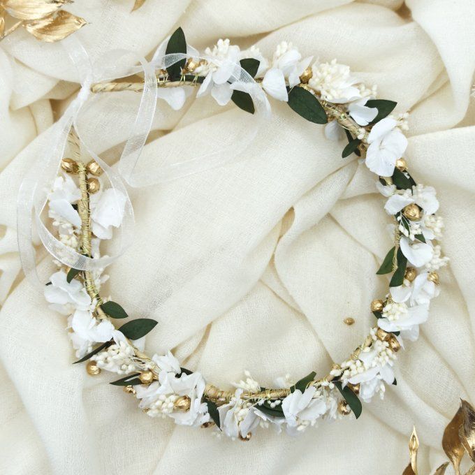 Couronne de fleurs pour mariée, demoiselles d'honneur, cérémonie avec fleurs véritables